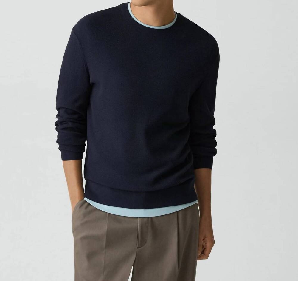 NEW THEORY riland crewneck sweater in dark eclipse